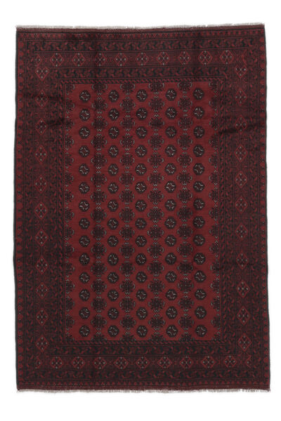  Afghan Fine Teppe 200X281 Ekte Orientalsk Håndknyttet Svart/Mørk Rød (Ull, )