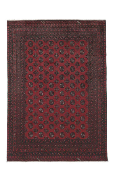  Afghan Teppe 203X290 Ekte Orientalsk Håndknyttet Svart/Mørk Rød (Ull, Afghanistan)