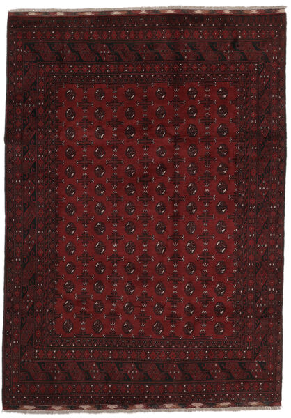  Afghan Fine Teppe 200X280 Ekte Orientalsk Håndknyttet Svart/Mørk Rød (Ull, )