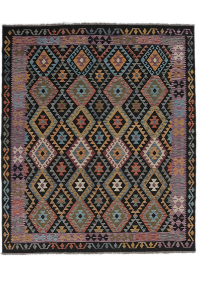  Kelim Afghan Old Style Teppe 248X290 Ekte Orientalsk Håndvevd Svart/Mørk Brun (Ull, Afghanistan)