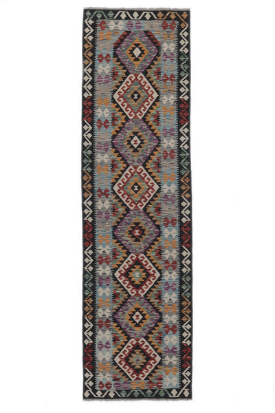  Kelim Afghan Old Style Teppe 83X294 Ekte Orientalsk Håndvevd Teppeløpere Svart (Ull, Afghanistan)