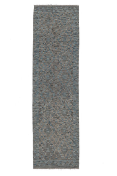  Kelim Afghan Old Style Teppe 84X292 Ekte Orientalsk Håndvevd Teppeløpere Hvit/Creme/Mørk Grå (Ull, Afghanistan)