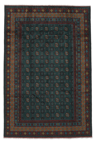  Afghan Teppe 198X290 Ekte Orientalsk Håndknyttet Svart (Ull, Afghanistan)