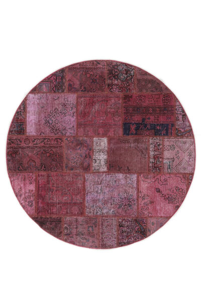  Patchwork - Persien/Iran Teppe Ø 150 Ekte Moderne Håndknyttet Rundt Mørk Rød (Ull, Persia/Iran)