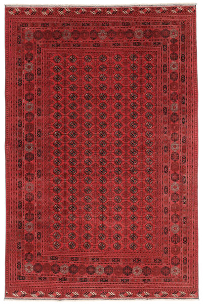  Classic Afghan Teppe 200X295 Ekte Orientalsk Håndknyttet Mørk Rød/Svart (Ull, Afghanistan)