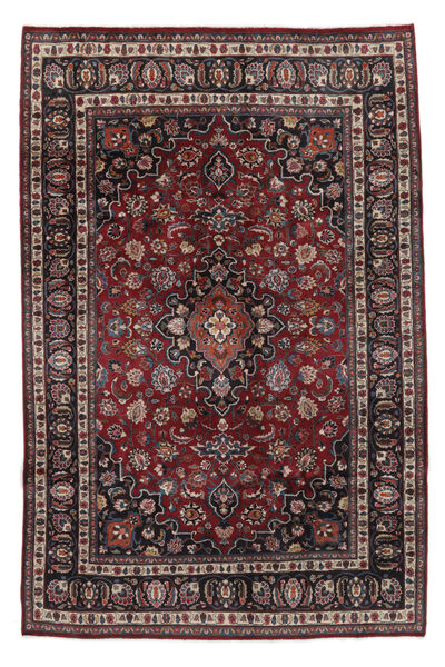  Mashad Teppe 189X283 Ekte Orientalsk Håndknyttet Svart/Mørk Brun (Ull, Persia/Iran)