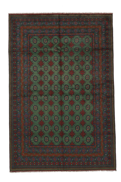  Afghan Teppe 197X295 Ekte Orientalsk Håndknyttet Svart (Ull, Afghanistan)