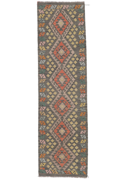  Kelim Afghan Old Style Teppe 84X300 Ekte Orientalsk Håndvevd Teppeløpere Hvit/Creme/Mørk Brun (Ull, Afghanistan)