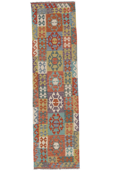  Kelim Afghan Old Style Teppe 78X292 Ekte Orientalsk Håndvevd Teppeløpere Mørk Rød/Grønn (Ull, )