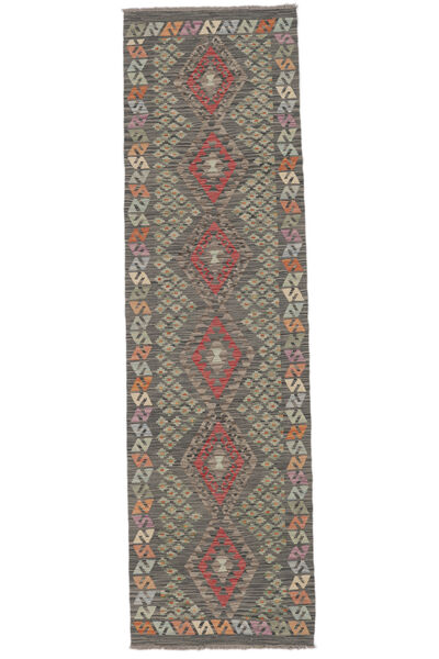  Kelim Afghan Old Style Teppe 85X298 Ekte Orientalsk Håndvevd Teppeløpere Mørk Brun/Svart (Ull, Afghanistan)