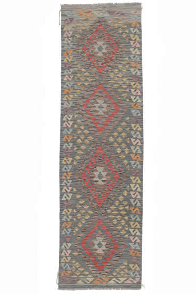  Kelim Afghan Old Style Teppe 84X294 Ekte Orientalsk Håndvevd Teppeløpere Brun/Mørk Grå (Ull, )