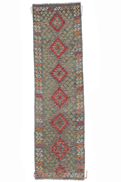  Kelim Afghan Old Style Teppe 83X296 Ekte Orientalsk Håndvevd Teppeløpere Mørk Brun/Svart (Ull, Afghanistan)