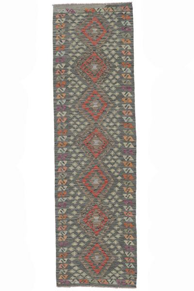  Kelim Afghan Old Style Teppe 89X308 Ekte Orientalsk Håndvevd Teppeløpere Svart (Ull, Afghanistan)