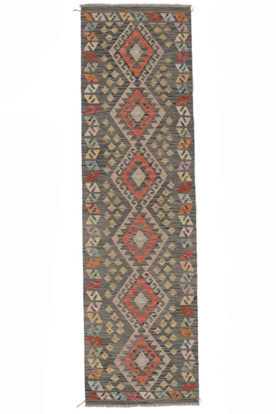  Kelim Afghan Old Style Teppe 83X295 Ekte Orientalsk Håndvevd Teppeløpere Brun/Svart (Ull, )