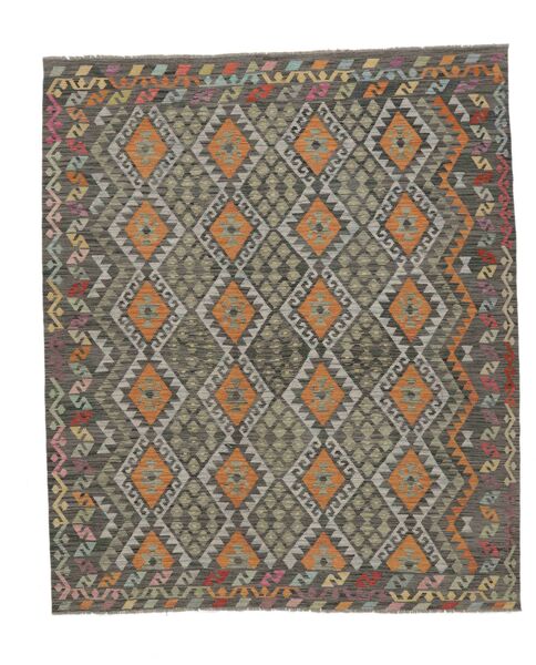  Kelim Afghan Old Style Teppe 250X294 Ekte Orientalsk Håndvevd Svart/Mørk Grønn Stort (Ull, Afghanistan)