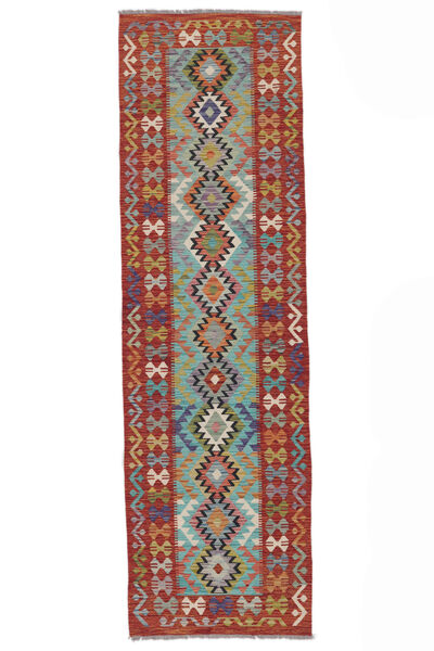  Kelim Afghan Old Style Teppe 85X289 Ekte Orientalsk Håndvevd Teppeløpere Hvit/Creme/Mørk Brun (Ull, Afghanistan)