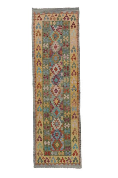  Kelim Afghan Old Style Teppe 88X292 Ekte Orientalsk Håndvevd Teppeløpere Hvit/Creme/Brun (Ull, Afghanistan)