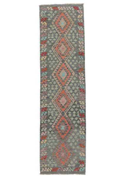  Kelim Afghan Old Style Teppe 80X295 Ekte Orientalsk Håndvevd Teppeløpere Svart (Ull, Afghanistan)