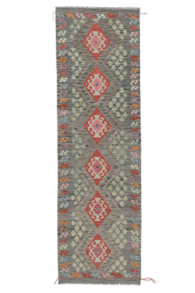  Kelim Afghan Old Style Teppe 84X278 Ekte Orientalsk Håndvevd Teppeløpere Hvit/Creme/Mørk Grå (Ull, Afghanistan)
