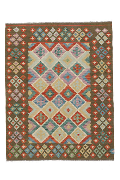  Kelim Afghan Old Style Teppe 158X200 Ekte Orientalsk Håndvevd Brun/Grønn (Ull, )