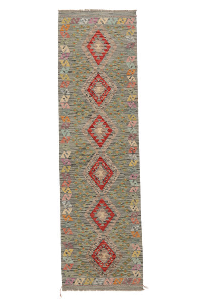  Kelim Afghan Old Style Teppe 85X295 Ekte Orientalsk Håndvevd Teppeløpere Mørk Brun (Ull, Afghanistan)