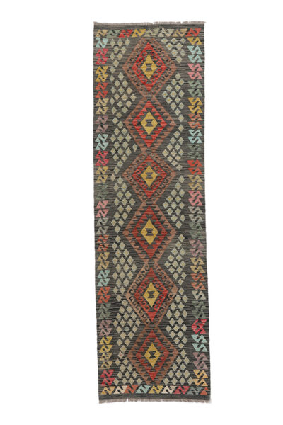  Kelim Afghan Old Style Teppe 88X292 Ekte Orientalsk Håndvevd Teppeløpere Svart/Brun (Ull, )