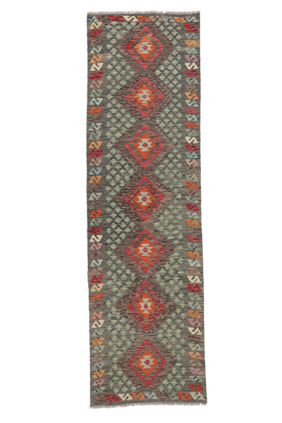 Kelim Afghan Old Style Teppe 85X293 Ekte Orientalsk Håndvevd Teppeløpere Mørk Grønn (Ull, Afghanistan)