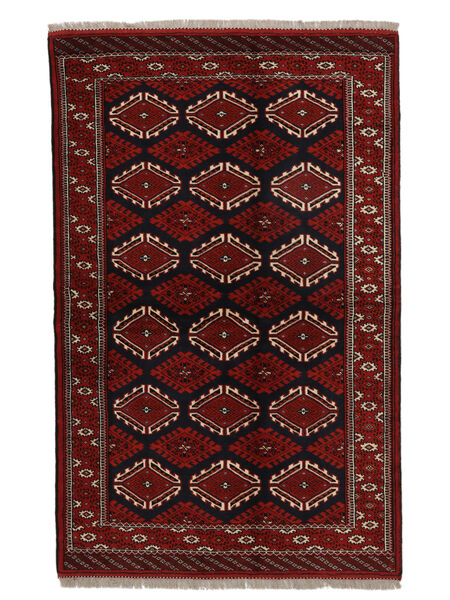  Turkaman Teppe 130X202 Ekte Orientalsk Håndknyttet Svart/Mørk Rød (Ull, )