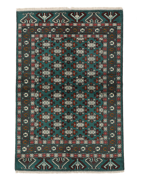  Turkaman Teppe 136X204 Ekte Orientalsk Håndknyttet Svart/Mørk Grønn (Ull, Persia/Iran)