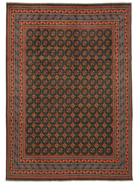  Afghan Teppe 246X342 Ekte Orientalsk Håndknyttet Svart/Mørk Brun (Ull, Afghanistan)