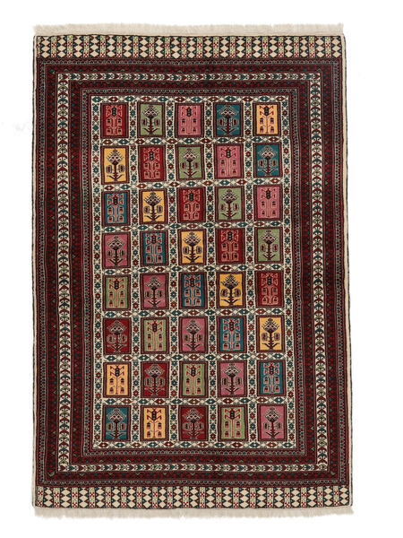  Turkaman Teppe 136X204 Ekte Orientalsk Håndknyttet Svart/Mørk Brun (Ull, Persia/Iran)