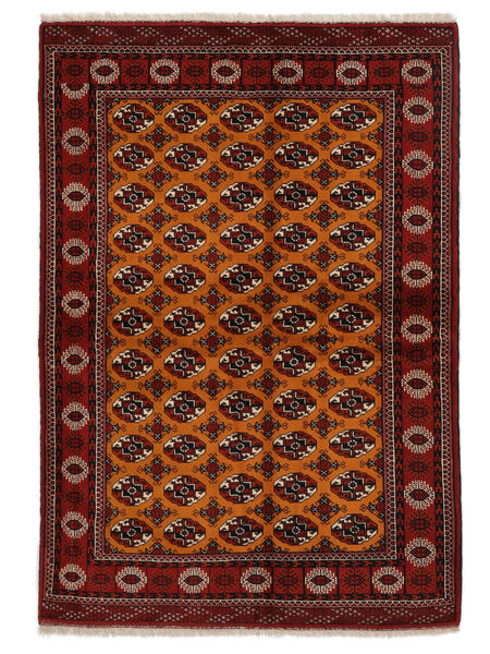  Turkaman Teppe 142X202 Ekte Orientalsk Håndknyttet Svart/Mørk Brun (Ull, Persia/Iran)