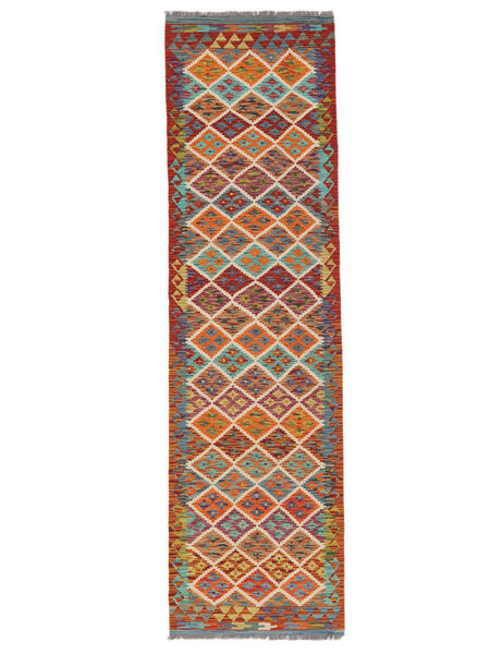  Kelim Afghan Old Style Teppe 81X290 Ekte Orientalsk Håndvevd Teppeløpere Mørk Brun (Ull, Afghanistan)