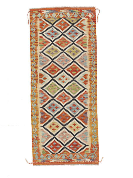  Kelim Afghan Old Style Teppe 81X193 Ekte Orientalsk Håndvevd Teppeløpere Grønn, Beige (Ull, Afghanistan)