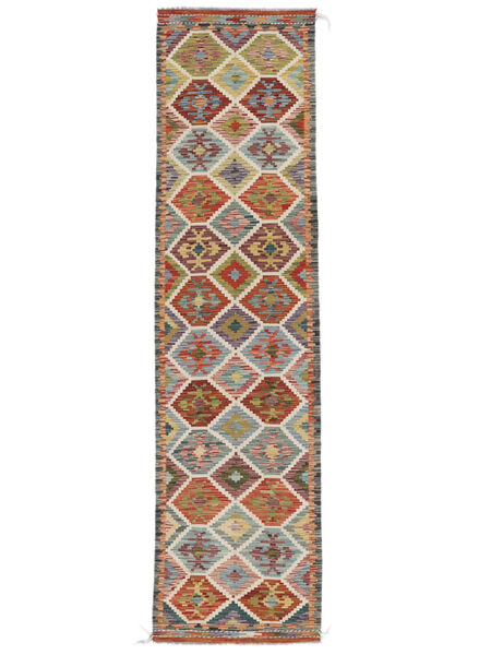  Kelim Afghan Old Style Teppe 79X309 Ekte Orientalsk Håndvevd Teppeløpere Mørk Brun (Ull, Afghanistan)