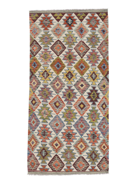  Kelim Afghan Old Style Teppe 102X206 Ekte Orientalsk Håndvevd Brun, Beige (Ull, Afghanistan)