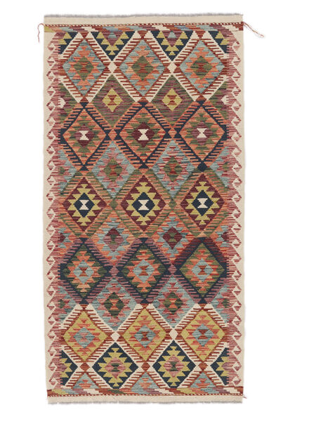  Kelim Afghan Old Style Teppe 102X200 Ekte Orientalsk Håndvevd Mørk Rød, Brun (Ull, Afghanistan)