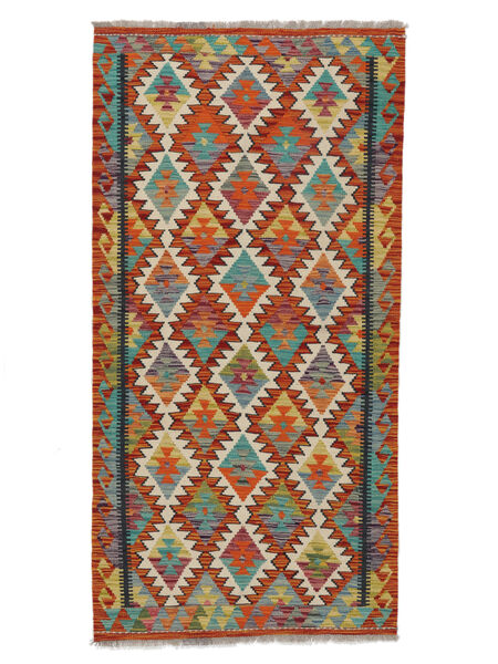  Kelim Afghan Old Style Teppe 94X189 Ekte Orientalsk Håndvevd Teppeløpere Mørk Rød (Ull, Afghanistan)