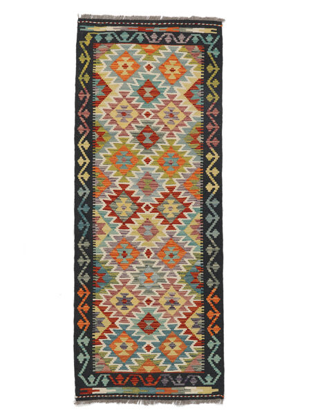  Kelim Afghan Old Style Teppe 75X195 Ekte Orientalsk Håndvevd Teppeløpere Mørk Brun/Svart (Ull, Afghanistan)
