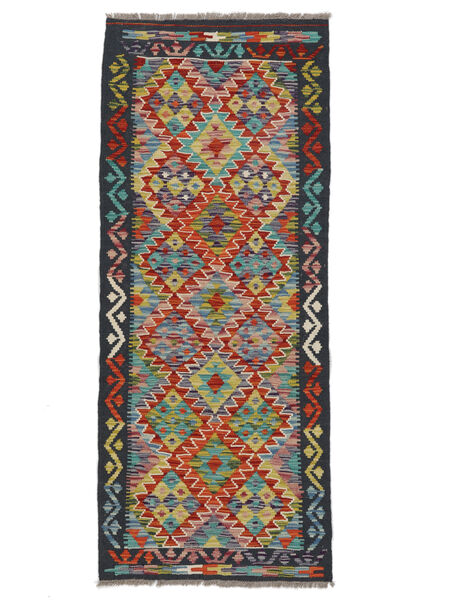  Kelim Afghan Old Style Teppe 78X192 Ekte Orientalsk Håndvevd Teppeløpere Svart/Mørk Grønn (Ull, Afghanistan)
