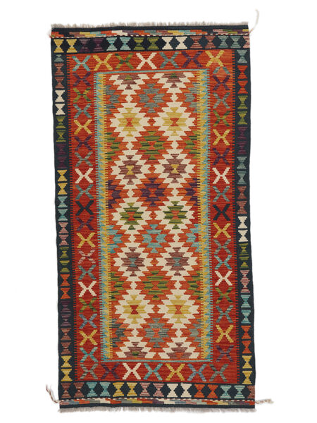  Kelim Afghan Old Style Teppe 99X195 Ekte Orientalsk Håndvevd Mørk Rød/Svart (Ull, )
