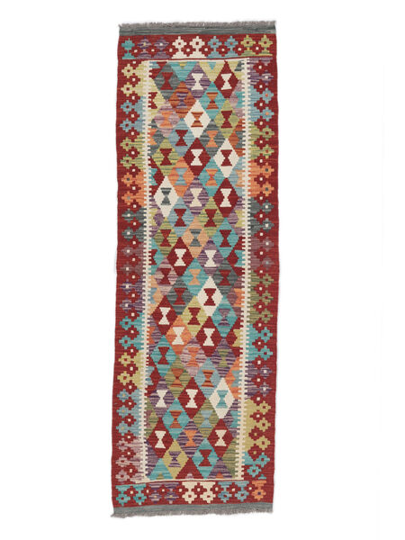  Kelim Afghan Old Style Teppe 62X190 Ekte Orientalsk Håndvevd Teppeløpere Mørk Rød, Oransje (Ull, Afghanistan)