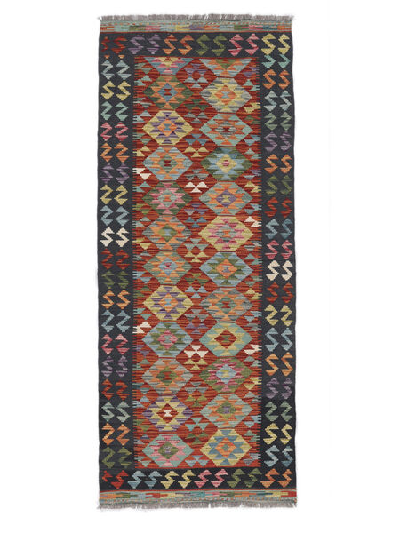  Kelim Afghan Old Style Teppe 80X200 Ekte Orientalsk Håndvevd Teppeløpere Svart/Mørk Brun (Ull, Afghanistan)