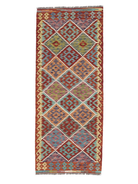  Kelim Afghan Old Style Teppe 81X198 Ekte Orientalsk Håndvevd Teppeløpere Mørk Brun (Ull, Afghanistan)