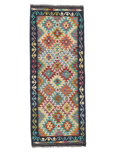  Kelim Afghan Old Style Teppe 77X199 Ekte Orientalsk Håndvevd Teppeløpere Svart (Ull, Afghanistan)