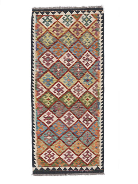  Kelim Afghan Old Style Teppe 84X190 Ekte Orientalsk Håndvevd Teppeløpere Mørk Rød/Beige (Ull, )