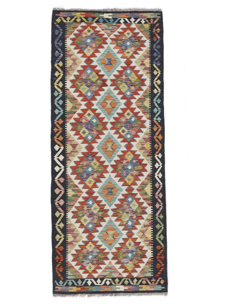  Kelim Afghan Old Style Teppe 81X206 Ekte Orientalsk Håndvevd Teppeløpere Svart/Mørk Brun (Ull, Afghanistan)