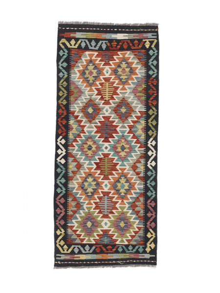  Kelim Afghan Old Style Teppe 79X189 Ekte Orientalsk Håndvevd Teppeløpere Mørk Rød/Svart (Ull, )