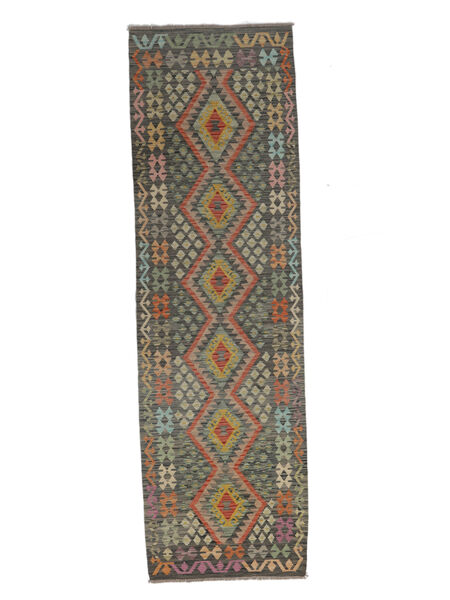  Kelim Afghan Old Style Teppe 85X287 Ekte Orientalsk Håndvevd Teppeløpere Svart/Mørk Gul (Ull, )
