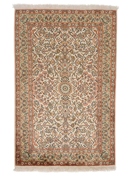  Kashmir Ren Silke Teppe 72X128 Ekte Orientalsk Håndknyttet Mørk Brun/Brun (Silke, India)